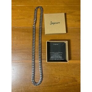 Joycuff Mens Silver Cuban Link Chain Necklace To My Dad Gift Box Curb Chain